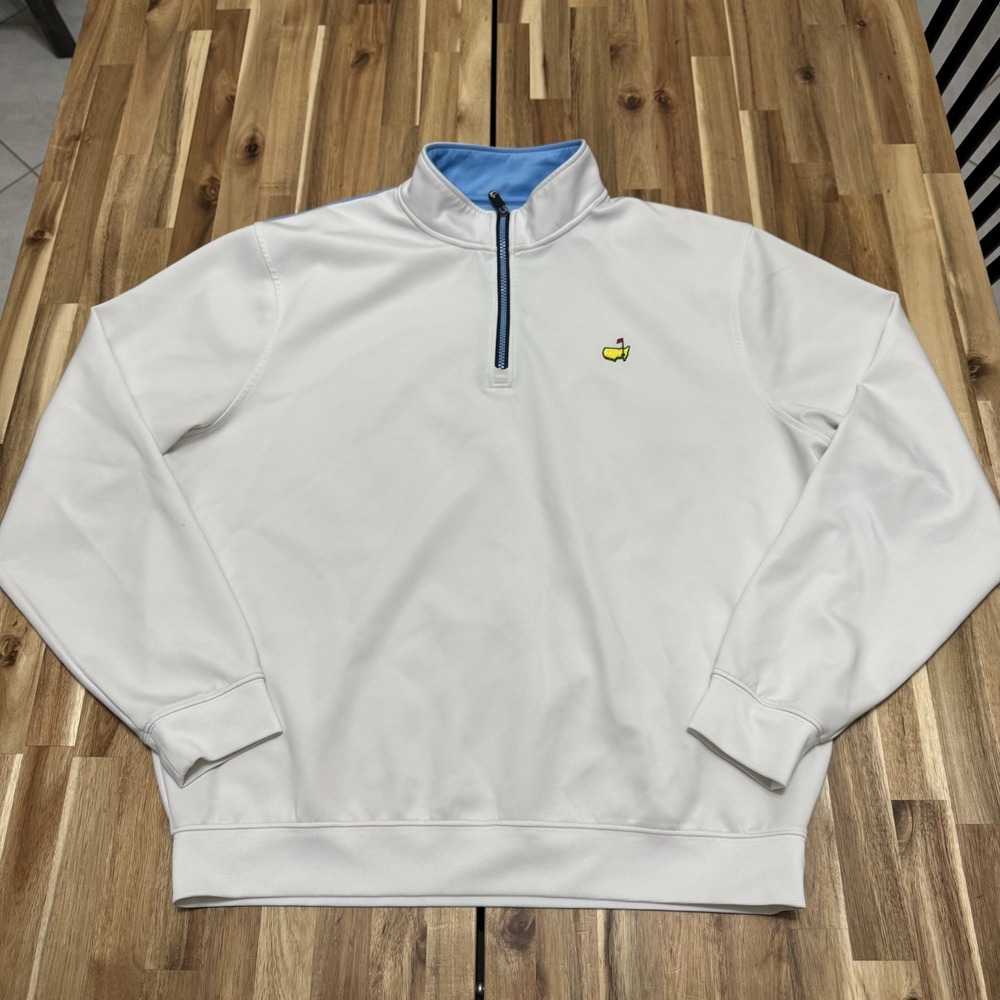 Masters Tech Pullover Mens XL White 1/4 Zip‎ Performance Blue Interior RARE